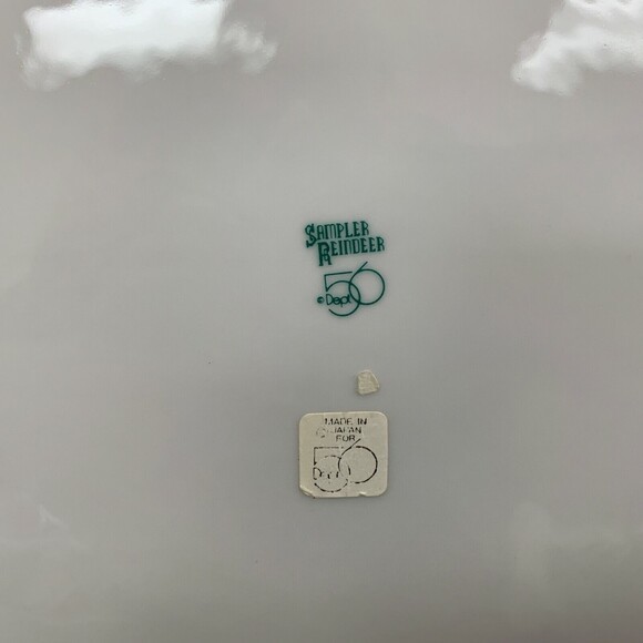 Dept. 56 Dinner Chop Plate Sampler Reindeer 12 1/4" Green Red Made in Japan - Picture 4 of 5